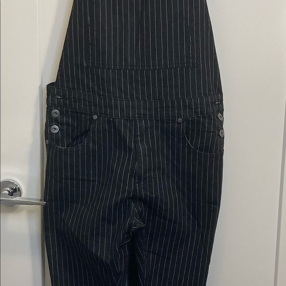 LIQUOR  N POKER Sz M Pinstripe Denim Jeans Overalls - Picture 5 of 9